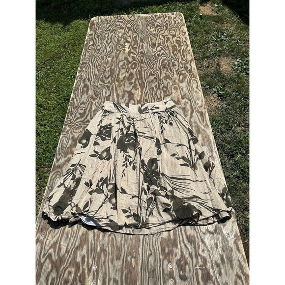 Grace‎ Elements Skirt Cotton Size 10 Floral Tan Brown Gold Floral Spring Zipper - Picture 7 of 8